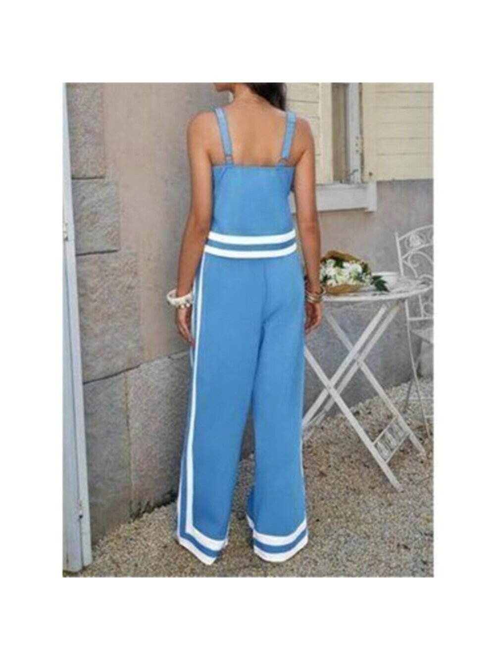 Women's 2 Piece Lounge Set Summer Casual Color Block Set - Picture 4 of 5